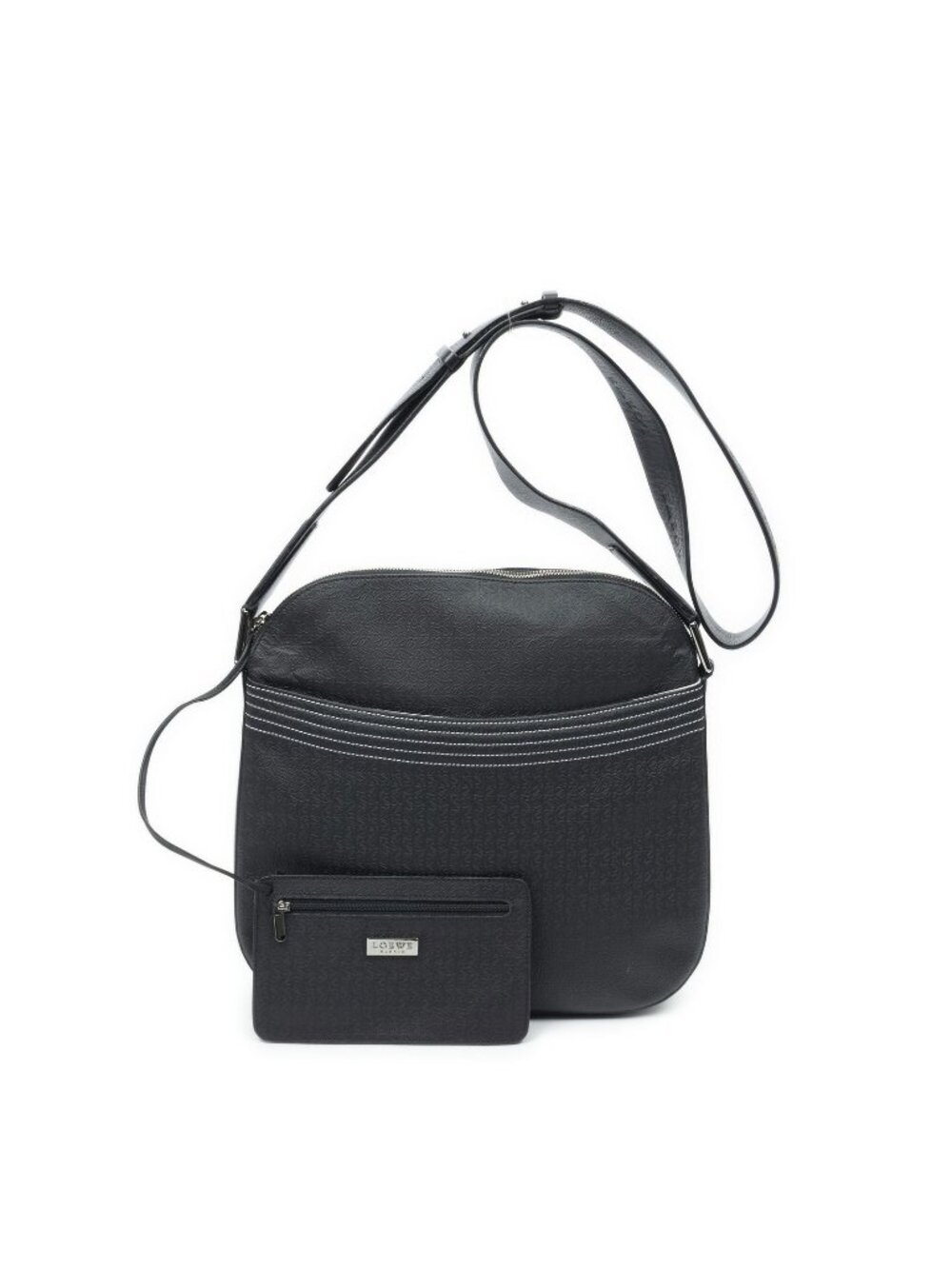 Loewe Flat Messenger Black Anagram Canvas